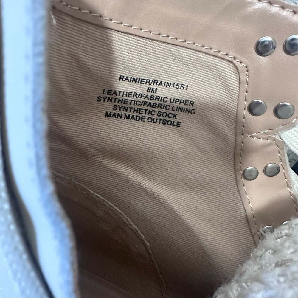 Steve Madden Rainier Leather Bone White Combat Boots with Pearl Stud Trim, Sz 8 - Picture 7 of 8